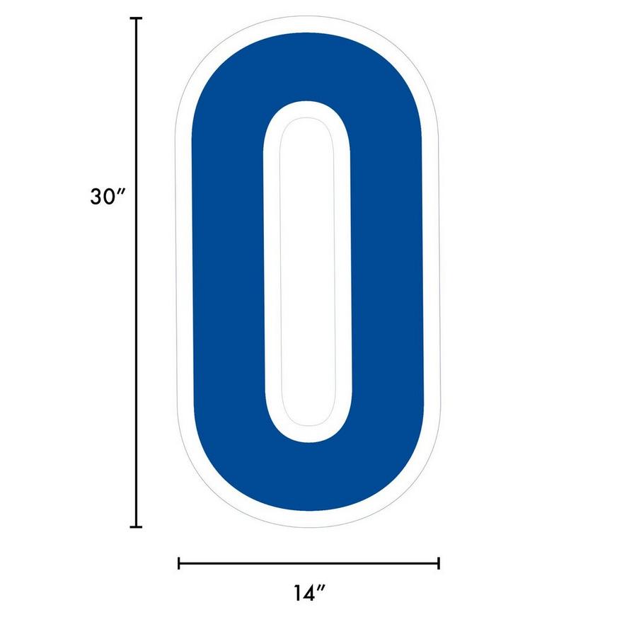 Royal Blue Number (0) Corrugated Plastic Yard Sign, 30in